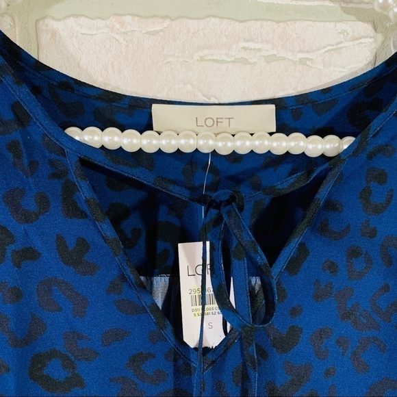 Loft NWT Leopard Print Ruffle Hem Tie Neck… - Picture 7 of 10